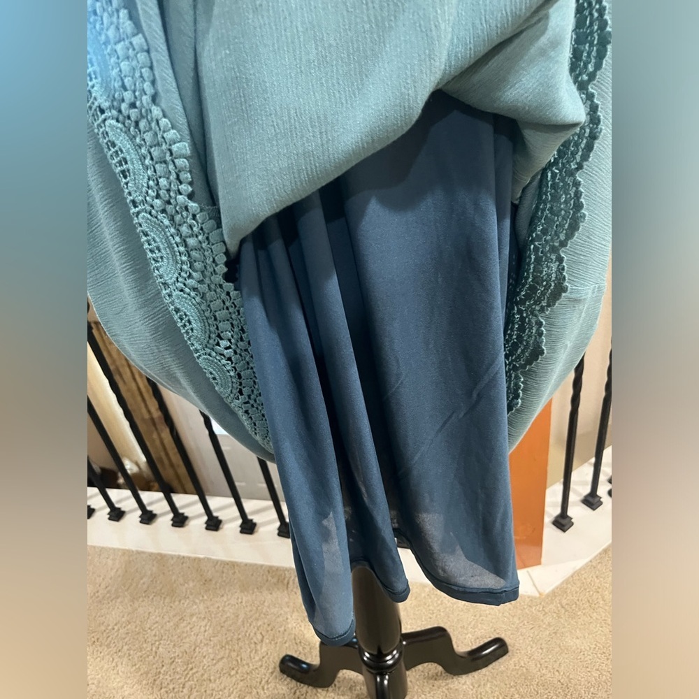 DAVI & DANI Sea Green Sleeveless CROCHET TASSLE YOKE BABYDOLL Dress SIZE 3XL - Picture 11 of 14